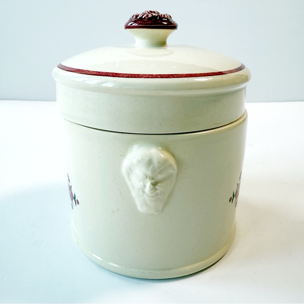 VTG 40s 60s Ribeauville French Cottage Country Folk Ceramic Jar Farmhouse Rustic - Picture 5 of 9
